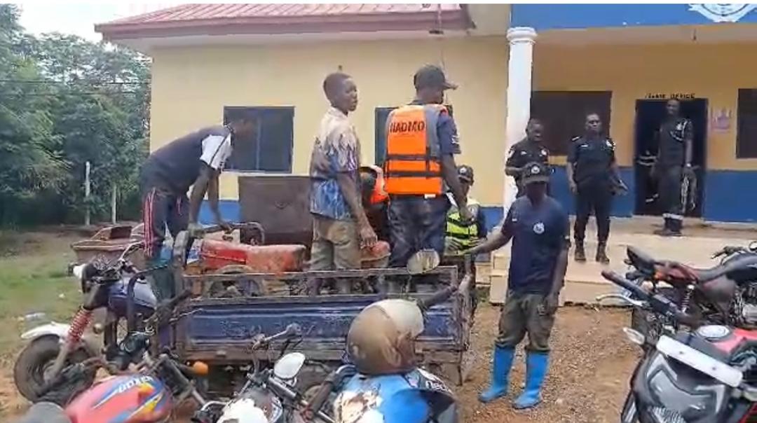 Suaman Dadieso: Joint Blue Water Guards-Police operation destroys 6 changfang machines, other mining equipment on River Bia