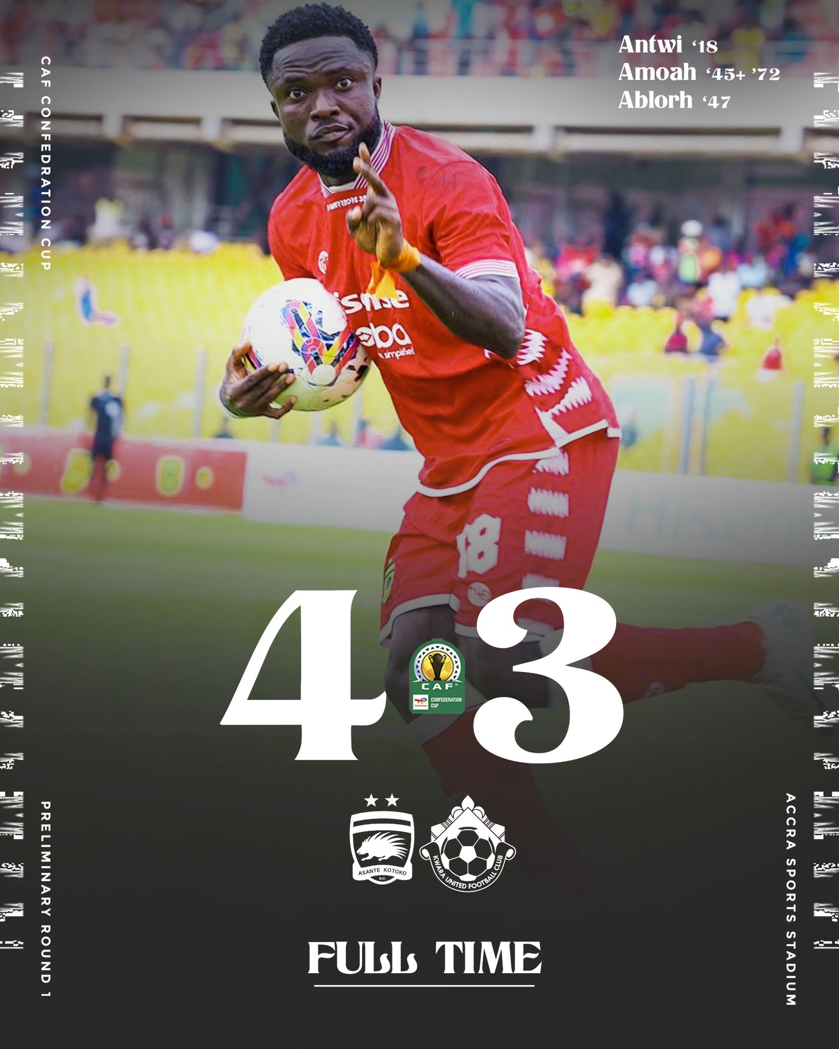 CAF Confederation Cup: Kotoko edge Kwara United in seven-goal thriller