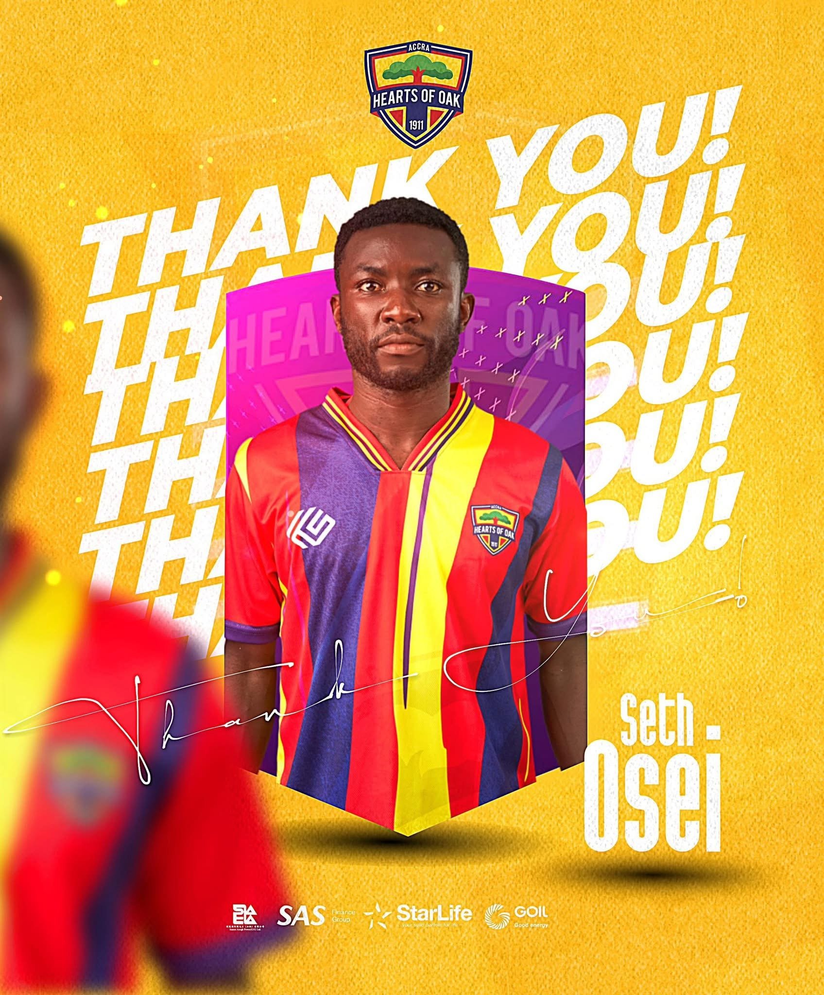 Hearts of Oak terminate contract of midfielder Seth Osei