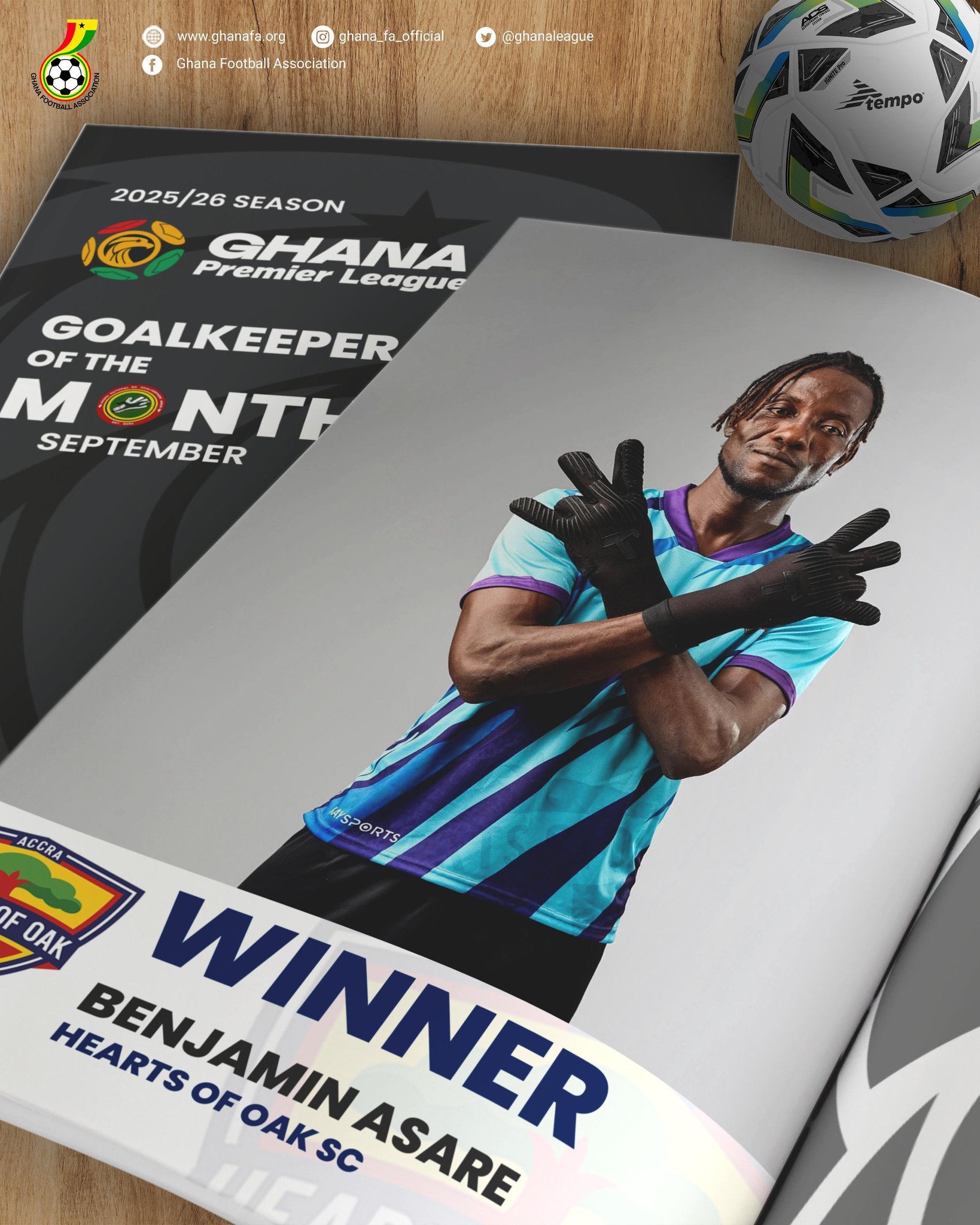 Hearts of Oak’s Benjamin Asare named GPL Goalkeeper of the Month