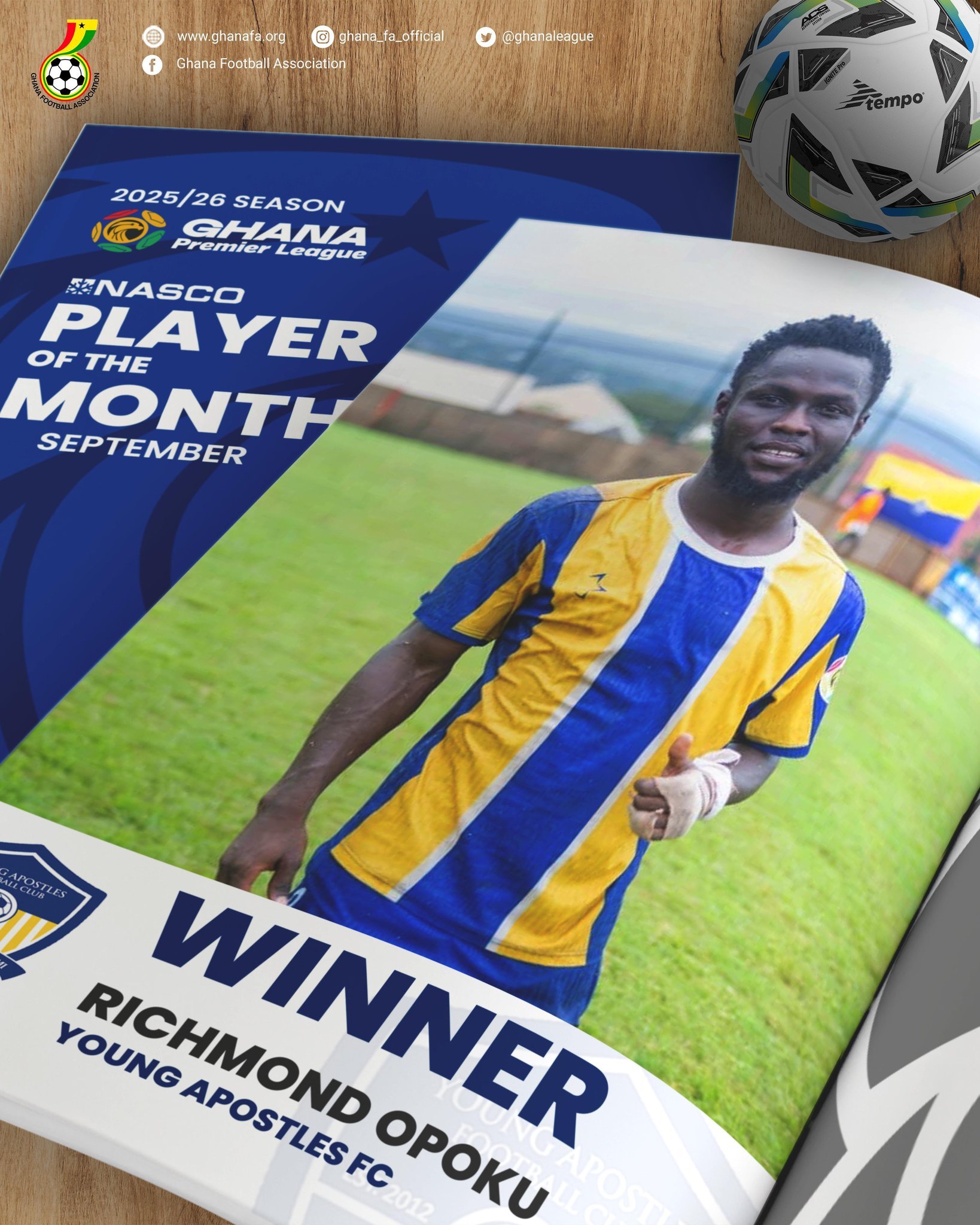 Young Apostles’ Richmond Opoku adjudged GPL Player of Month