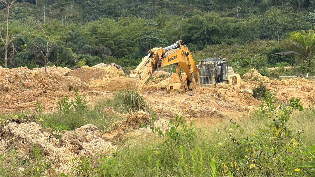 Joint anti-illegal mining taskforce raid Neung South Forest Reserve, seizes 7 excavators, water pumps and a weapon