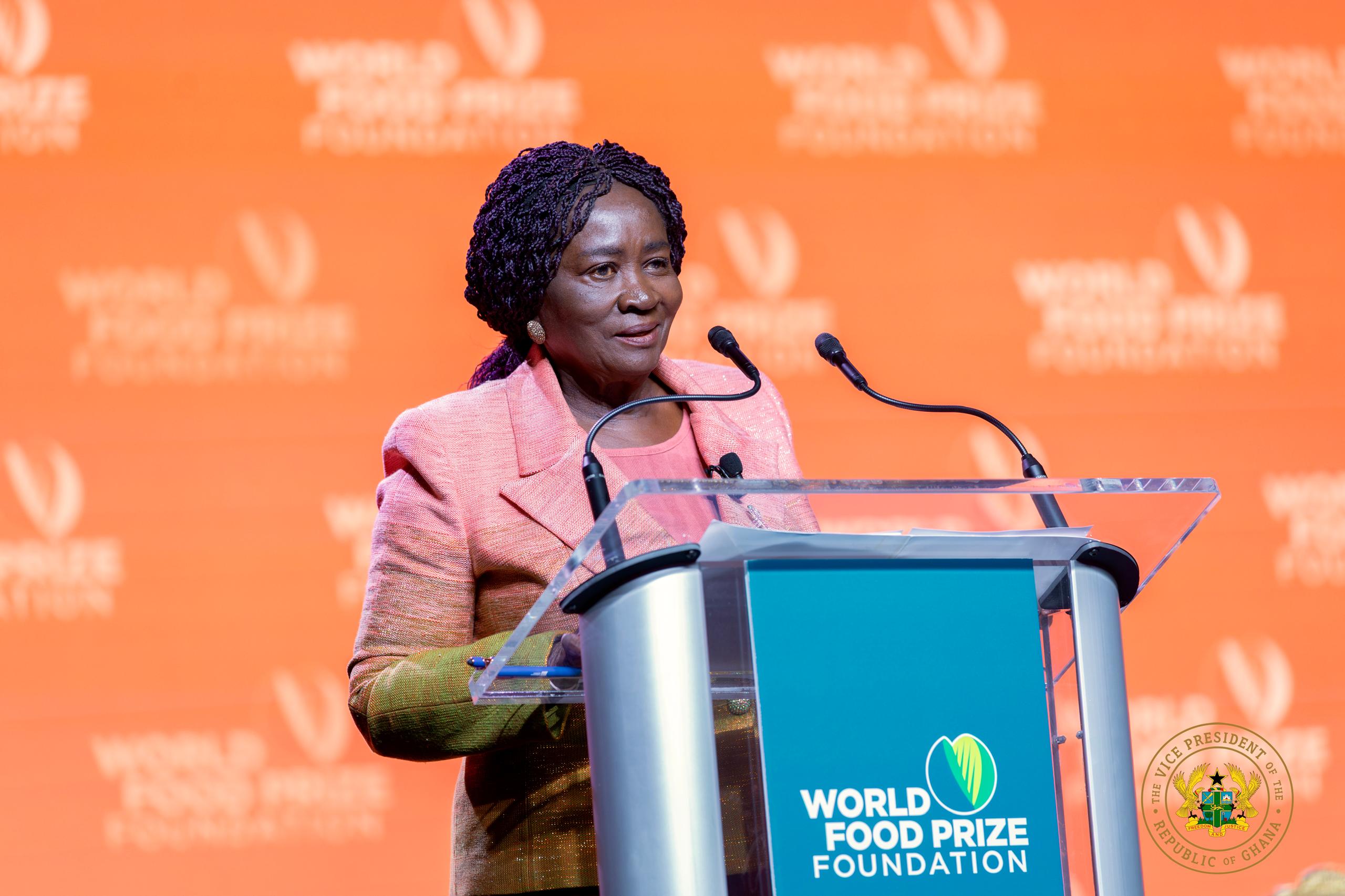 Veep Opoku-Agyemang unveils feed Ghana, grow24 initiatives at Norman Borlaug Dialogue to halt food imports