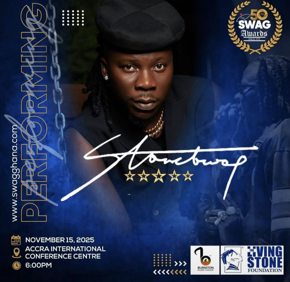 SWAG Awards : Stonebwoy set to ignite Golden Jubilee event with a blowout performance